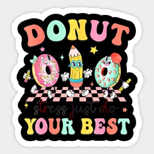 Groovy Donut Stress Best Test Day Teachers Kids Sticker